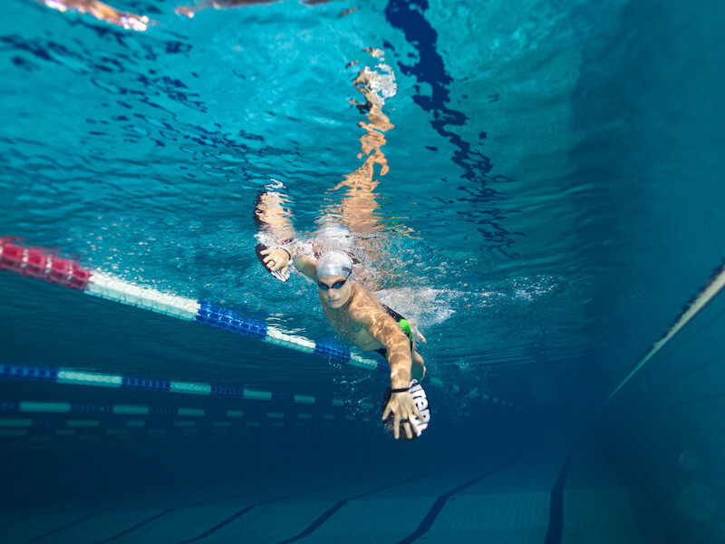 Hypoxic training: underwater shot of a swimmer