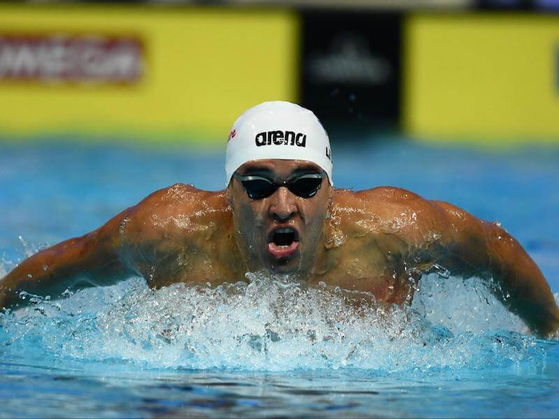 Front view of a swimmer doing butterfly drills