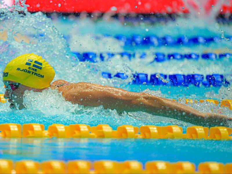 Side view of a swimmer doing butterfly drills