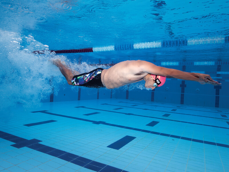 Breaststroke drills: underwater shot of a swimmer