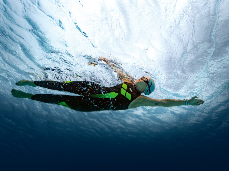 Swimmer doing open water swimming workout