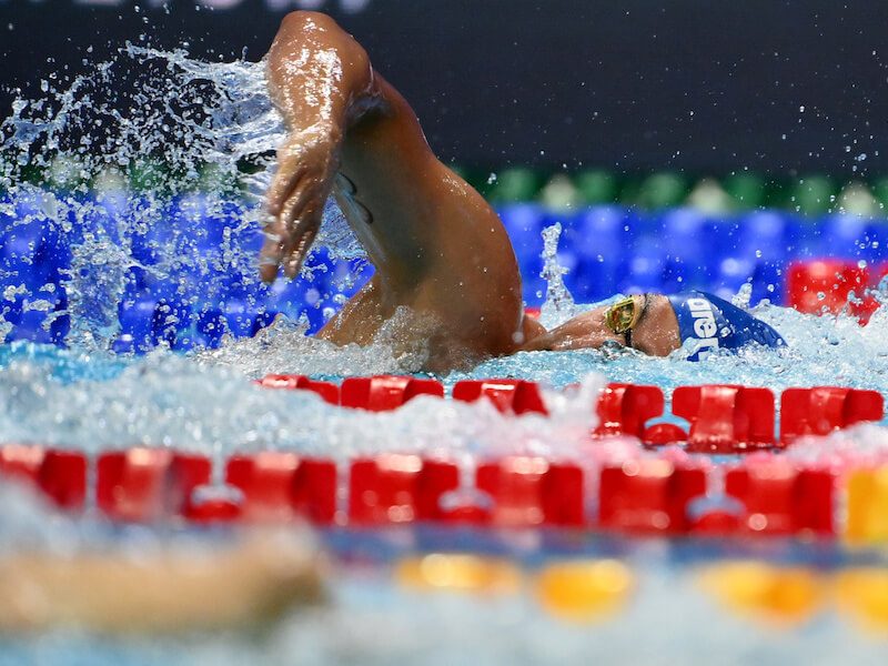 Freestyle pull: swimmer doing the freestyle stroke in a pool